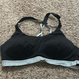 Black & Sparkly Silver Trim Sports Bra